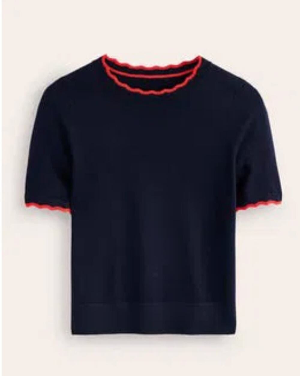 Boden 100% Merino Wool Scalloped T-shirt Short Sleeve Sweater Small